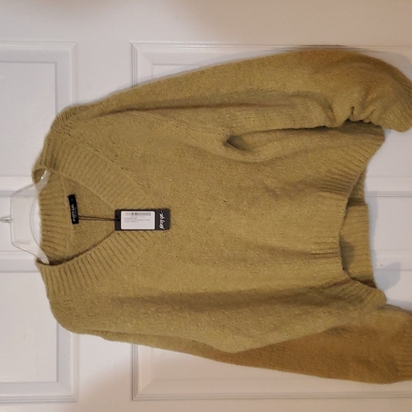 NEW Nasty Gal Collection Ruched Drawstring Sleeve V Neck Sweater Sz S - Picture 3 of 9